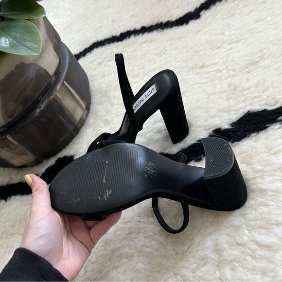 Steve Madden Cameo Black Suede Block Heel Sandals - Picture 5 of 6